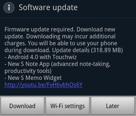 ICS update for Galaxy Note